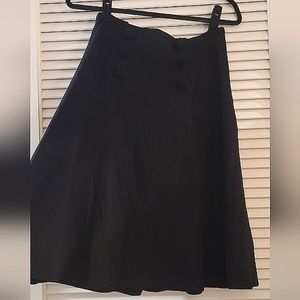 Steady- Black Classic Skirt With Faux Button Detail & Back Zipper